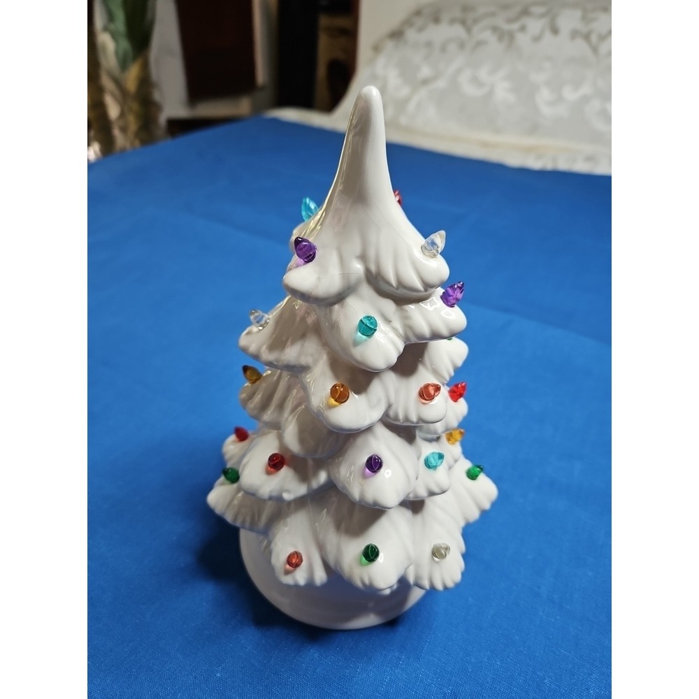 Mr. Christmas White Porcelain Christmas Tree LED Lighted Nostalgia Tabletop 9.5"